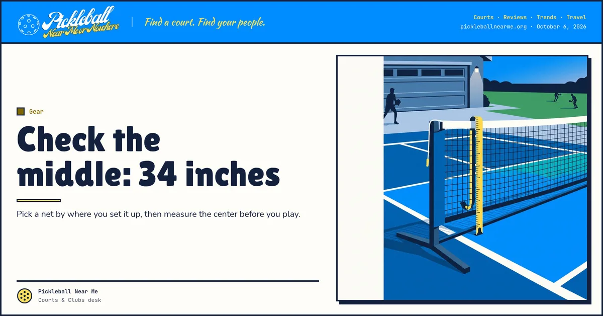 Check the middle: 34 inches — Pick a Portable Pickleball Net That Stays Tight